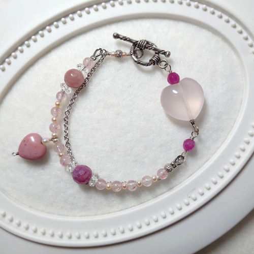 ピンククォーツルビー天然石ブレスレット素敵な逸品