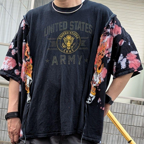 オリジナル リメイク オーバーサイズ ドッキング ワイド Tシャツ 