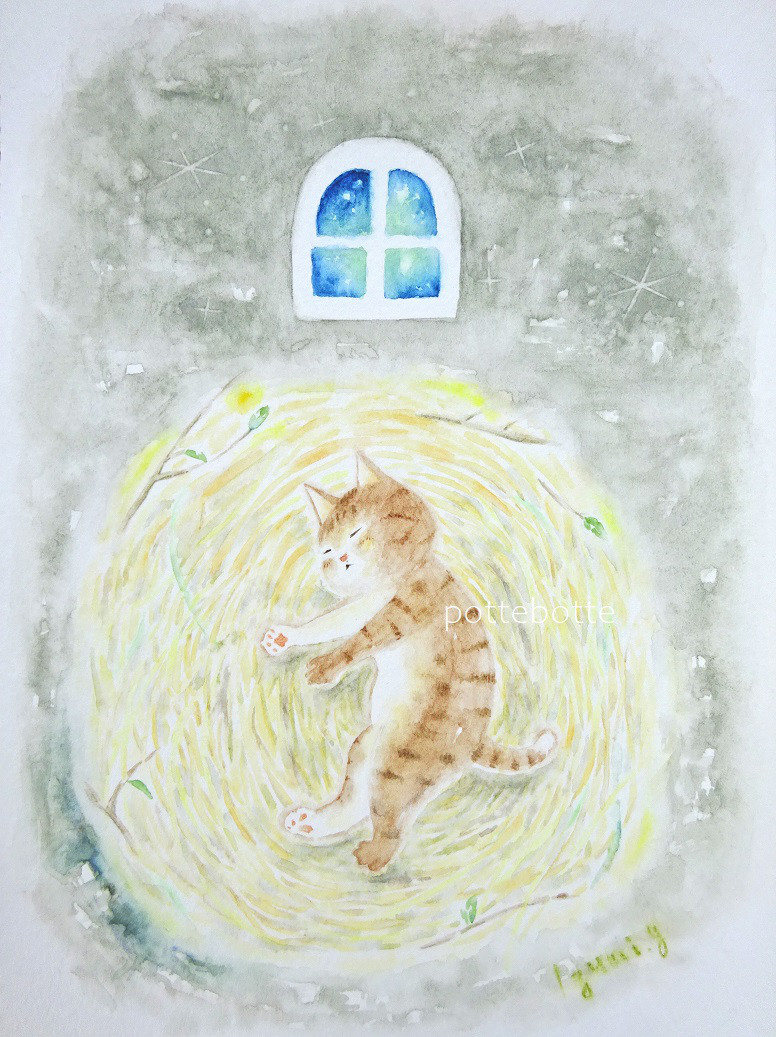 油彩画 夢の布団