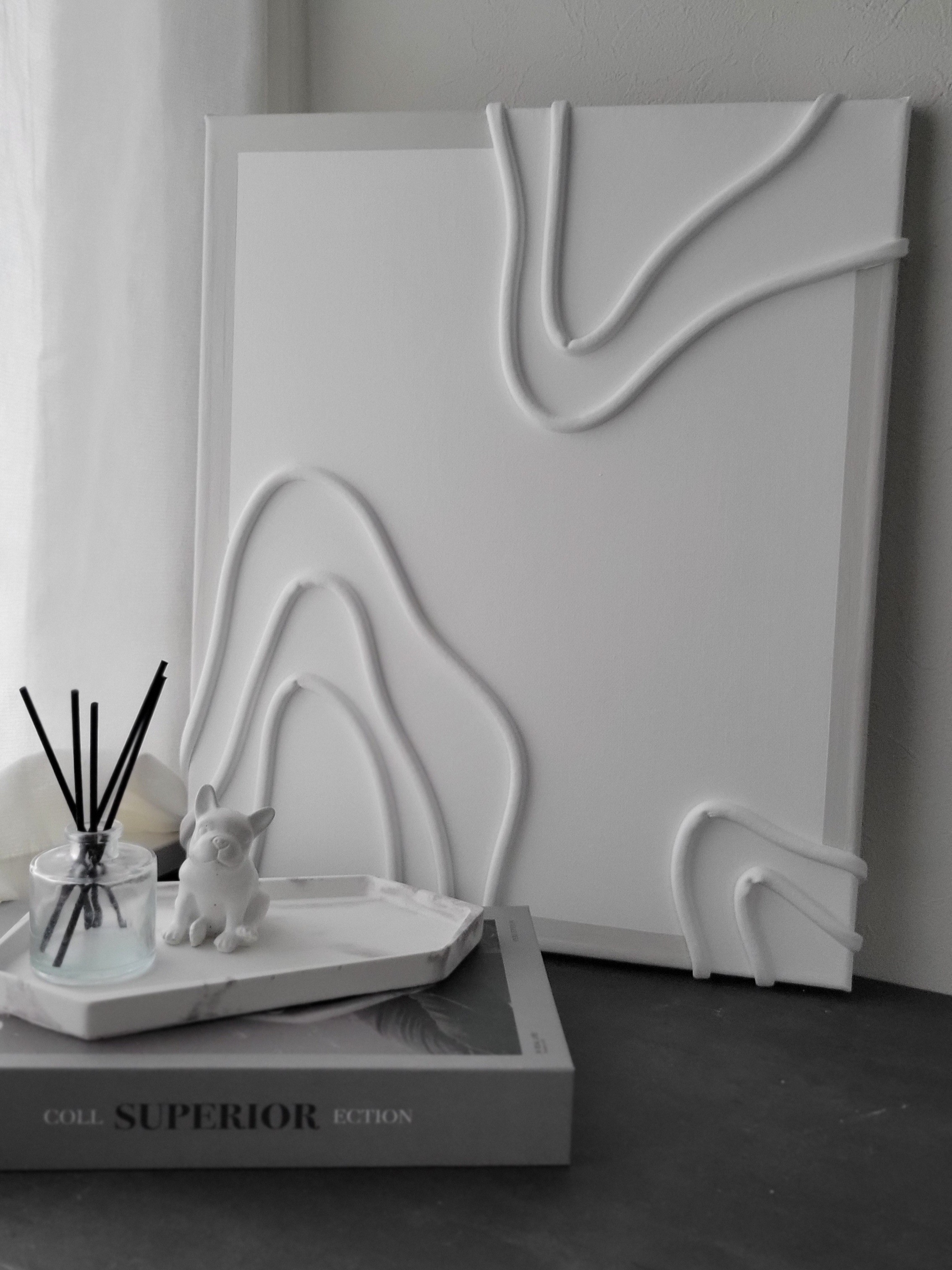 F8(45.5㎝×38㎝) 現代アート うねうね フェイクフレーム シンプルモダン