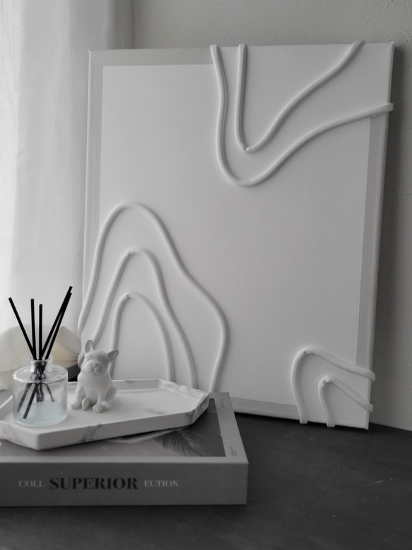 F8(45.5㎝×38㎝) 現代アート うねうね フェイクフレーム シンプル