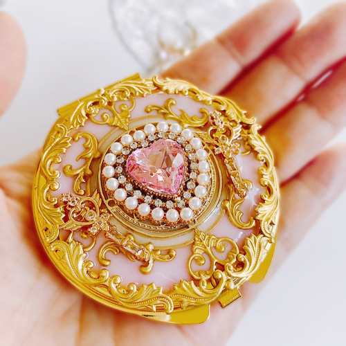 キラキラ魔法のプリンセスコンパクト 両面ミラー pink 手鏡 momoxx