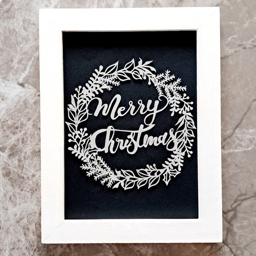 切り絵アートのクリスマスリース/フレーム付き 切り絵 紗布-Sau- 通販