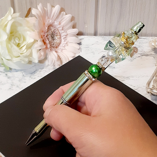 変えれるチャーム】 きらきらカスタムボールペン ペンクリップつき  