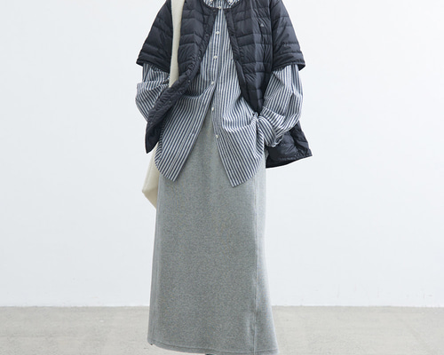 頑張らずに秋冬らしいコーデを叶える♪ニットロングスカート グレー