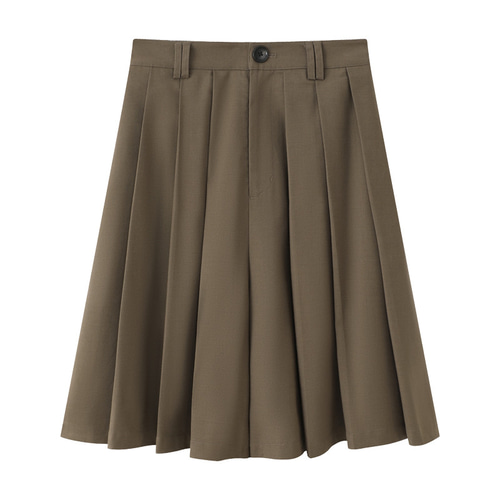 女性らしく見せながら足さばきが良い♪プリーツキュロット ダーク