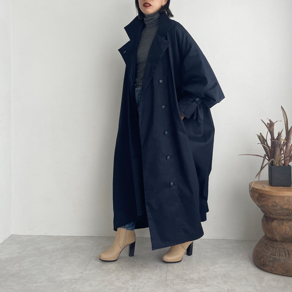 キャンディースリーブアシンメトリーロングコート(navy) コート MELUMO 