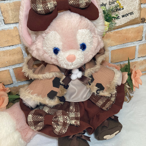 リーナベル　ジェラトーニ　Sサイズ用クリスマスコスチューム　ベロア赤　1431 クリスマス ジェラトーニ Sサイズ☆ ボア付きダッフルケープ