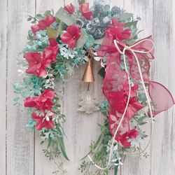 幸せが降りそそぐ クリスマス馬蹄リース・アーティフィシャルフラワー