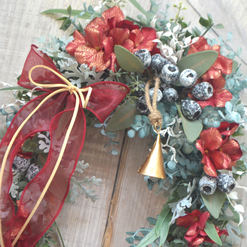 幸せが降りそそぐ クリスマス馬蹄リース・アーティフィシャルフラワー