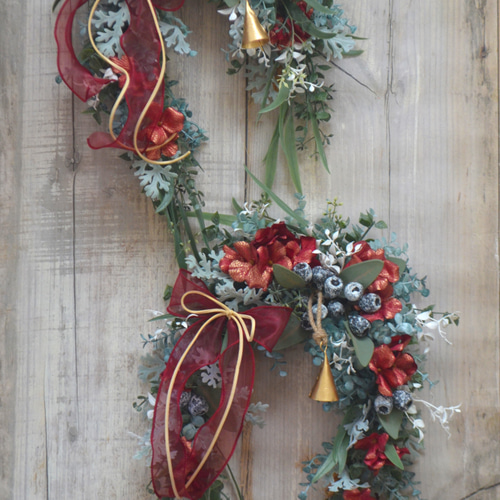 幸せが降りそそぐ クリスマス馬蹄リース・アーティフィシャルフラワー