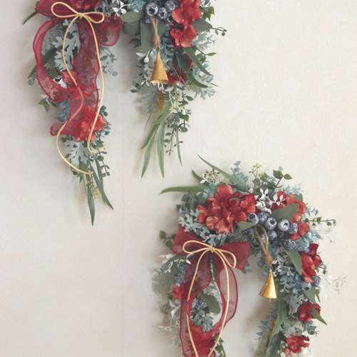 フラワーリース　アーティフィシャルフラワー　クリスマス　冬　造花　#127 Amazon.co.jp: Lulu's ルルズ Stクリスマス リース 造花