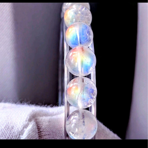 ✿最高級天然美品✿希少石ホワイトラブラドライト虹の輝きが幸運を