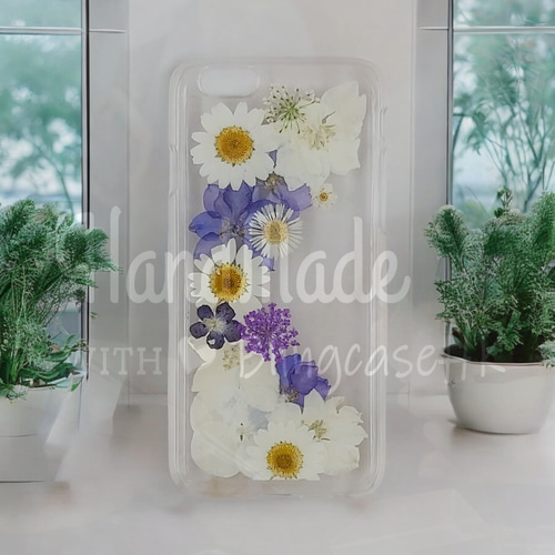 送料無料 本物の花 デイジー 押し花ドライフラワー 樹脂 iPhone