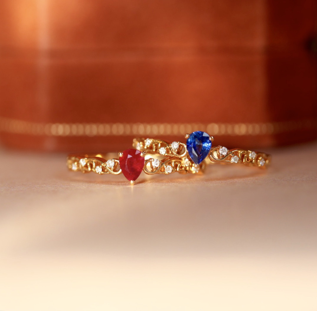 天然ダイヤモンド付きリングk18