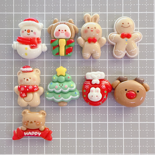 188）5個 クリスマスパーツ かわいい トナカイ サンタ ツリー