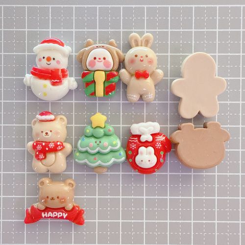 188）5個 クリスマスパーツ かわいい トナカイ サンタ ツリー