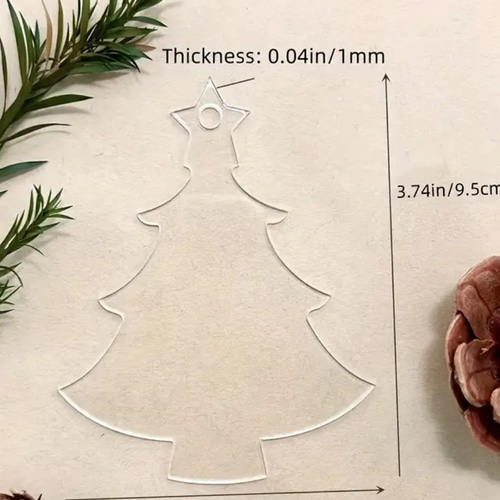 X50）5個 Xmasツリープレート 星付き 大 9.5㎝ 薄い クリア