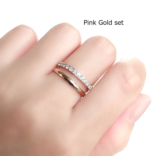 CZダイヤ フルエタニティリングセット サージカルステンレス -指輪