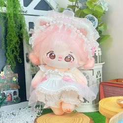 ハンドメイド着せ替え人形　ピンクヘアさん 20cm 着せ替えぬいぐるみ 無属性 着せ替え人形 ピンクの髪