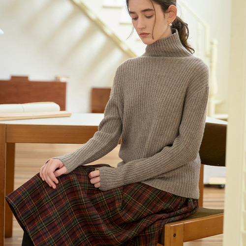 100%ウールタートルネックニット 秋冬保温内外着セーター #カメル