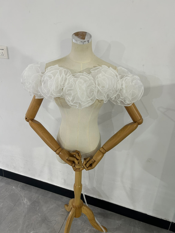 オフショルダー 取り外し 花モチーフ 可愛い 編み上げ ハンドメイド  