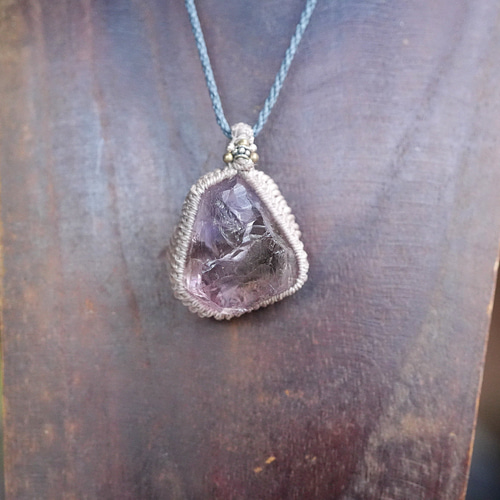 シトリンMIX☆アメジスト（アメトリン）原石 マクラメネックレス