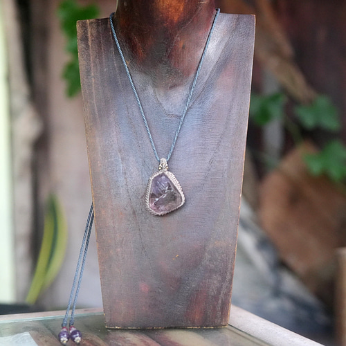 シトリンMIX☆アメジスト（アメトリン）原石 マクラメネックレス