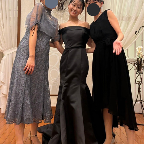 パーティードレス ブラック ベアトップ マーメイドライン 可愛い 2次会  