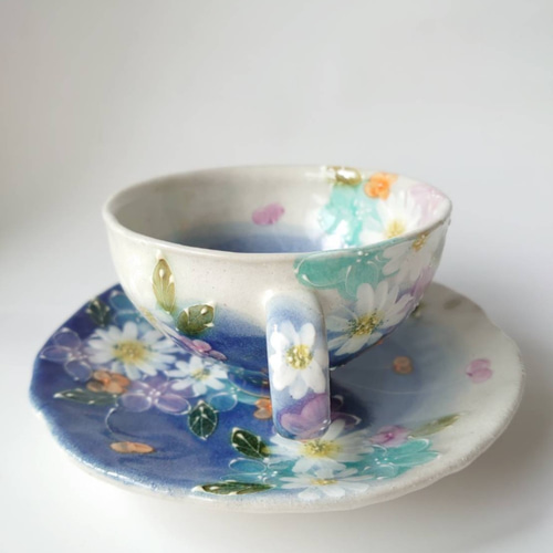 【新品】ゆずりは工房　工房ゆずりは　カップ&ソーサー 楽天市場】工房ゆずりは カップ＆ソーサー 紅彩花間取 陶器
