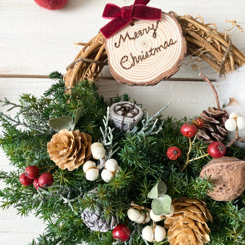 プリザーブドフラワー︎︎針葉樹⟡ほっこりあったかクリスマスリース
