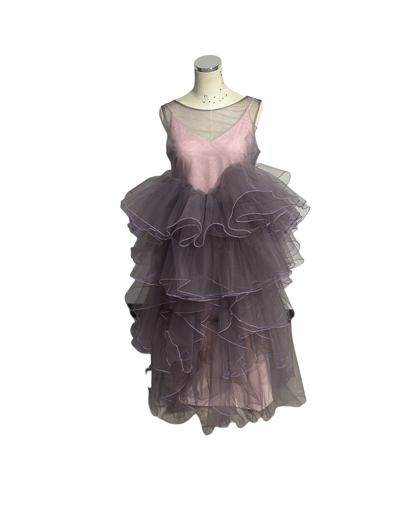 アシメドレス カラードレス パーティードレス ピンク紫  ツーピース 二次会 音楽会/発表会など