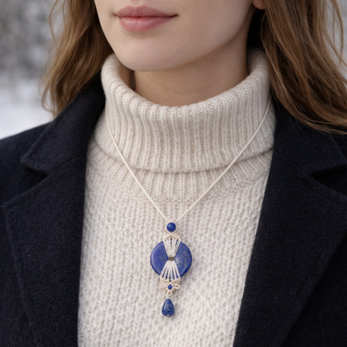 女神イシュタルの護符魔石『ラピスラズリ』璧・ピーディスクマクラメ