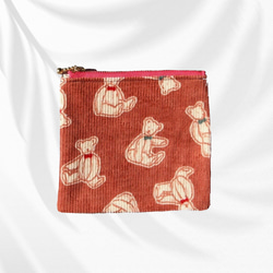 コーデュロイ ポーチ  ハンドメイド DIY🧵 Frilled pouch with triangular gusset made of corduroy