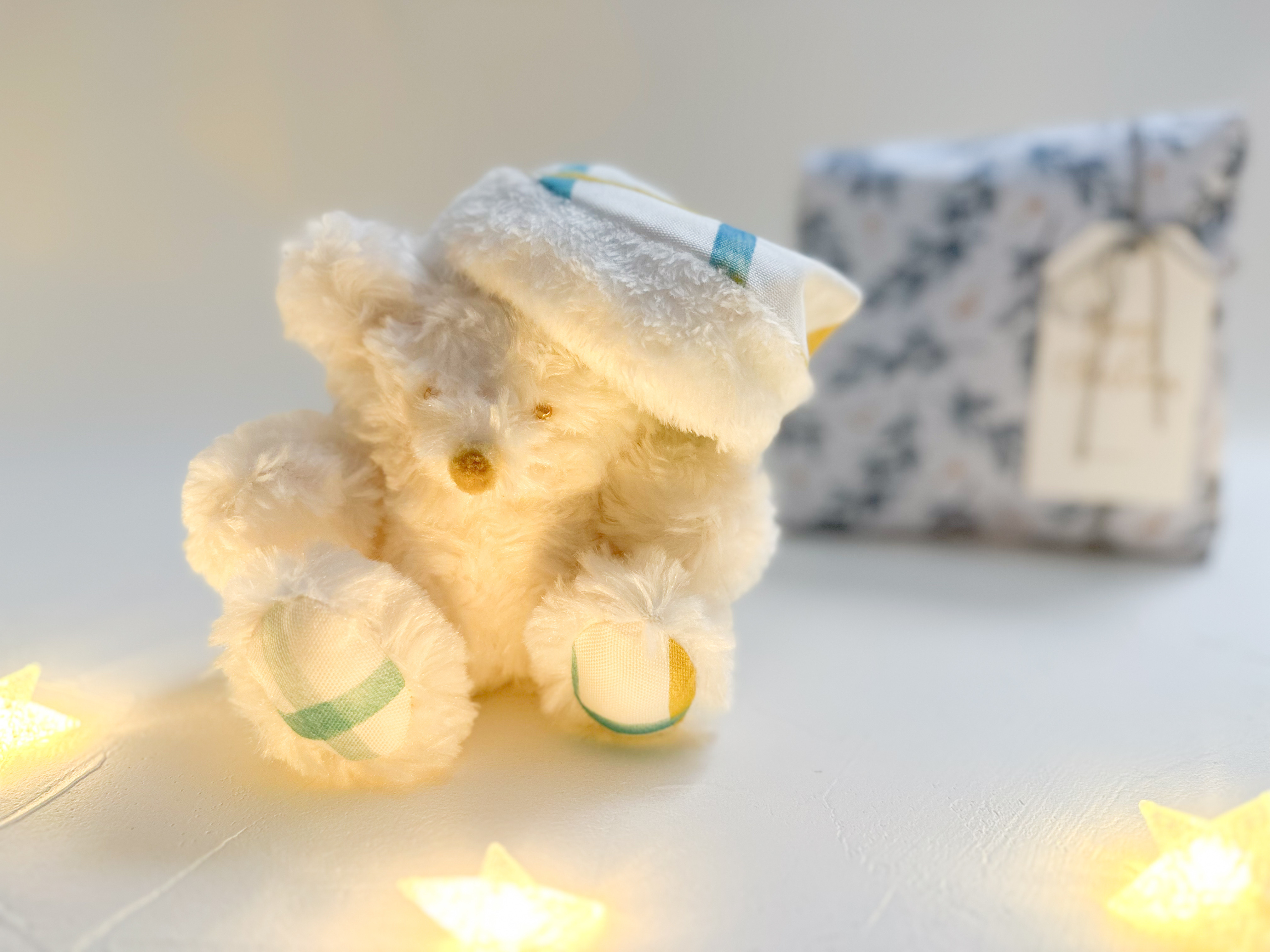 こんぺいとうの森のくまさんのぬいぐるみ　暖炉の前でゆったりとクリスマス お出かけ用巾着セット　ラッピング対応