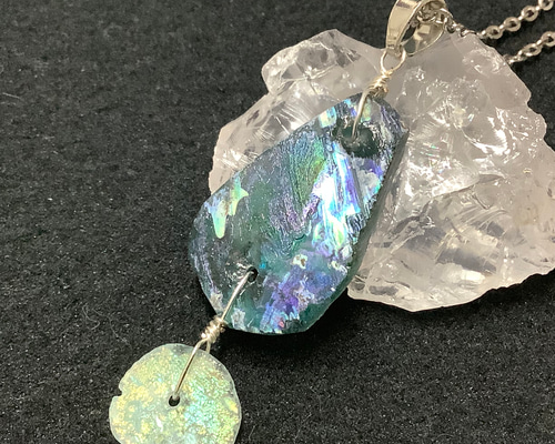 レア☆一点物 古代ローマンガラス ネックレス ① ネックレス