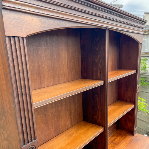 アンティーク調カップボード バーカウンターバック収納棚