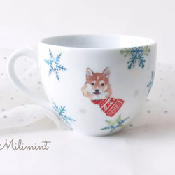 【1セット限りで終了】柴犬の雪遊びお茶セット (マグカップ1点、カップ＆ソーサー1点、ティースプーン1点)　ティーセット 11枚目の画像