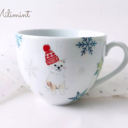 【1セット限りで終了】柴犬の雪遊びお茶セット (マグカップ1点、カップ＆ソーサー1点、ティースプーン1点)　ティーセット 10枚目の画像