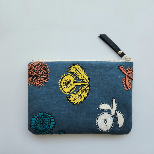 フラットポーチ quartetミナペルホネンのファブリックで 横16