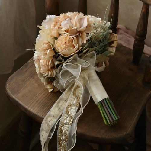 クラシカルなローズブーケ】ウエディングブーケ ローズ くすみ