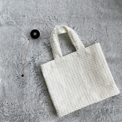 高級尾州リボンキラキラツイードトートバッグ　ホワイトアイボリーhandmade 47d0f5cc0d2e2259a1d64c0263c870
