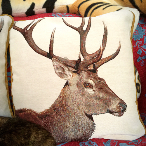 Intuition Passion トナカイクッションカバー 鹿 トナカイ クッションカバー X'mas クッションカバー フランス製