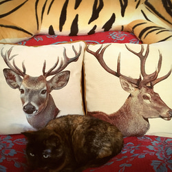 鹿 トナカイ クッションカバー X'mas クッションカバー フランス製