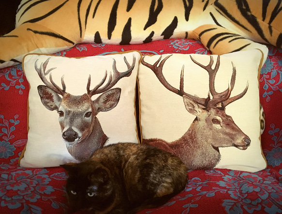 鹿 トナカイ クッションカバー X'mas クッションカバー フランス製