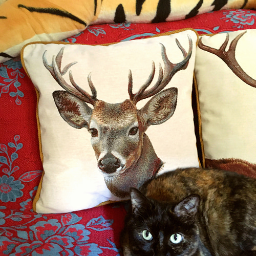 鹿 トナカイ クッションカバー X'mas クッションカバー フランス製