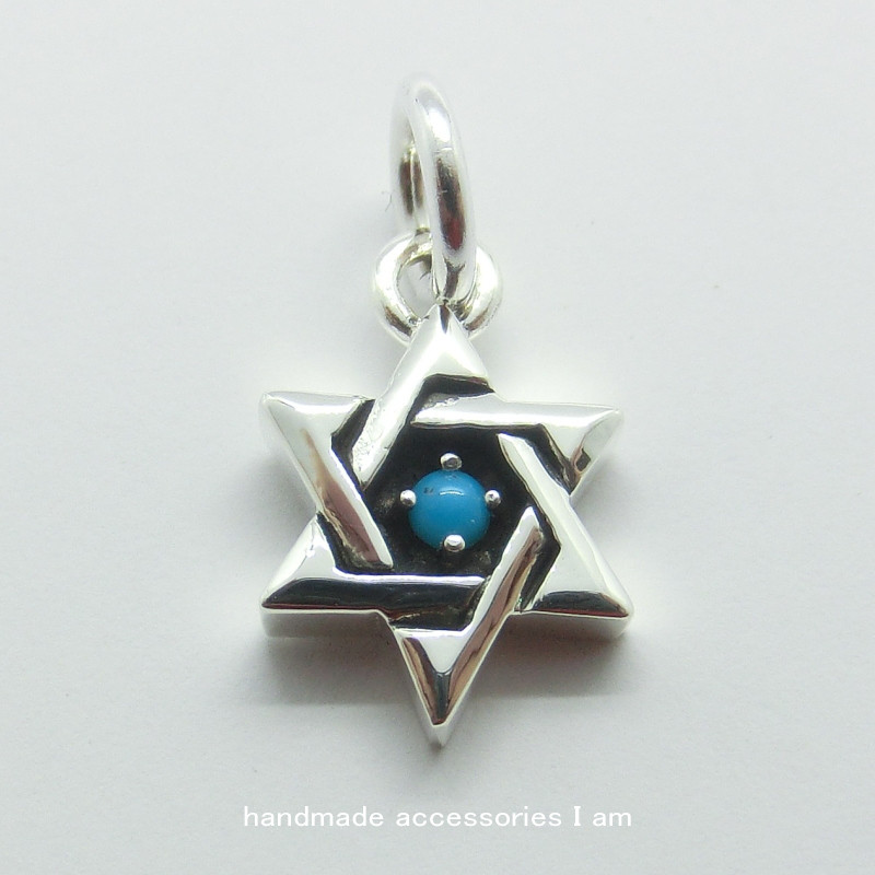 受注生産商品　ターコイズ　トルコ石　プチダビデスター ペンダント シルバー925　IP0221_t