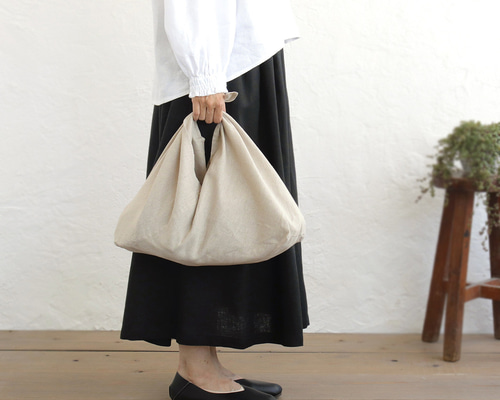 alinのあづま袋 M 50cm かごバッグに ハーフリネンあずま袋 マチ