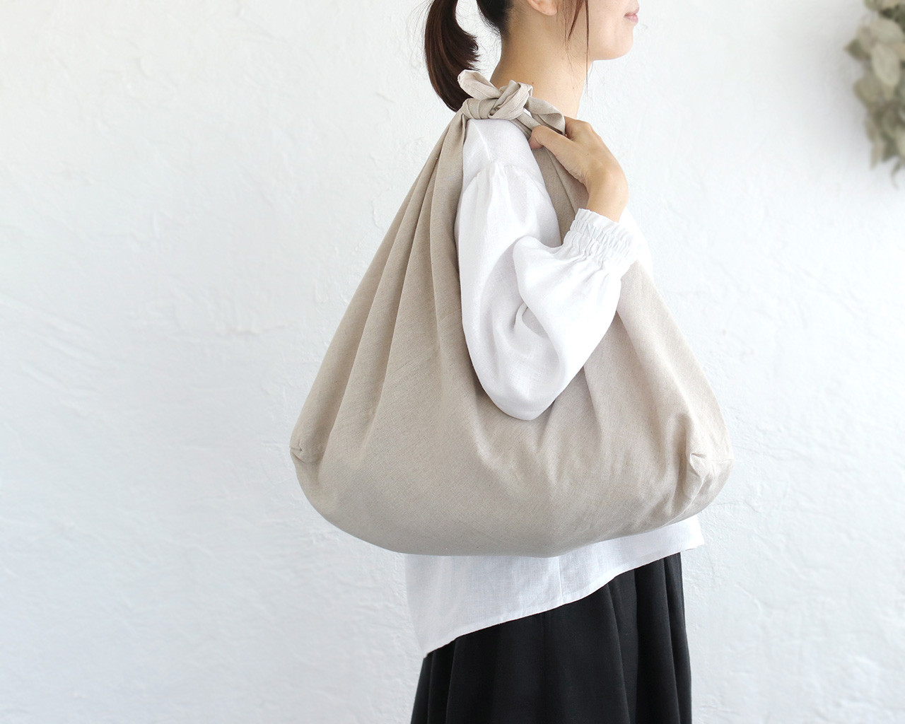 alinのあづま袋 L 65cm エコバッグに ハーフリネンあずま袋 マチ