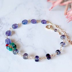 高品質タンザナイトのワイヤーブレスレット୨୧ 14kgf 14kgf タンザナイト さざれ石 ブレスレット 天然石 | iichi 日々